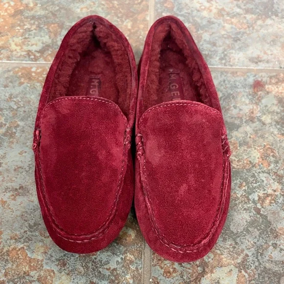 M.Gemi Burgundy Shearling mocassins - Picture 2 of 4